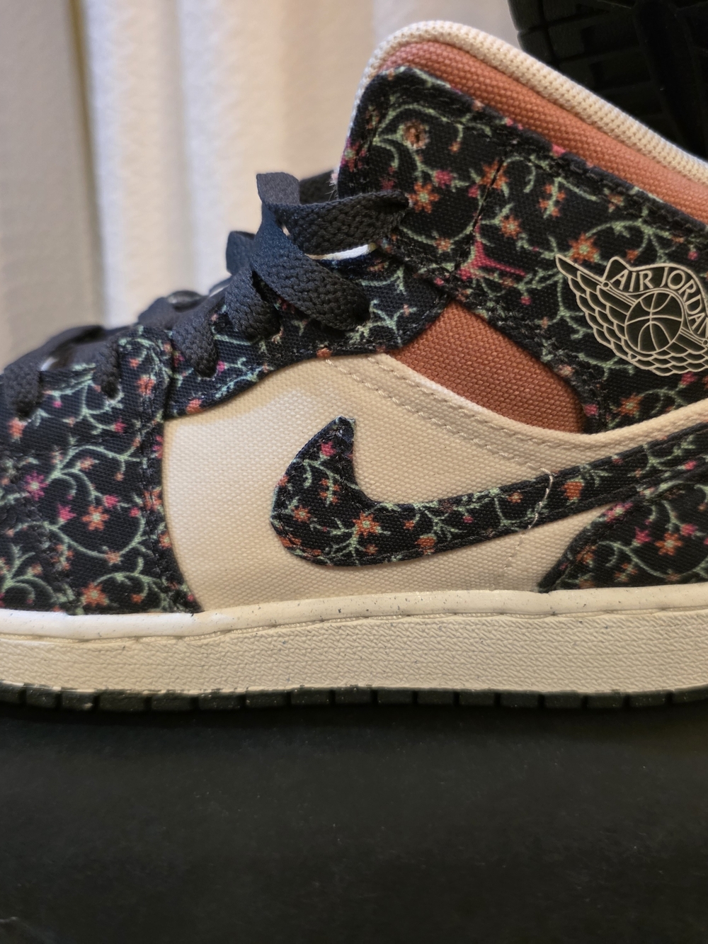 Jordan Kids Floral Canvas High-Top Sneakers in Pink and Black